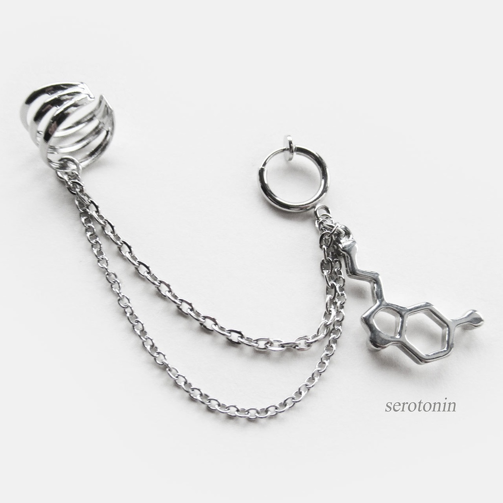 幸せホルモン「セロトニン」フープイヤリング&イヤーカフ【ピアス等パーツ変更可】