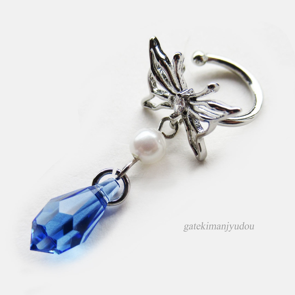 蝶々のイヤーカフ/ブルー