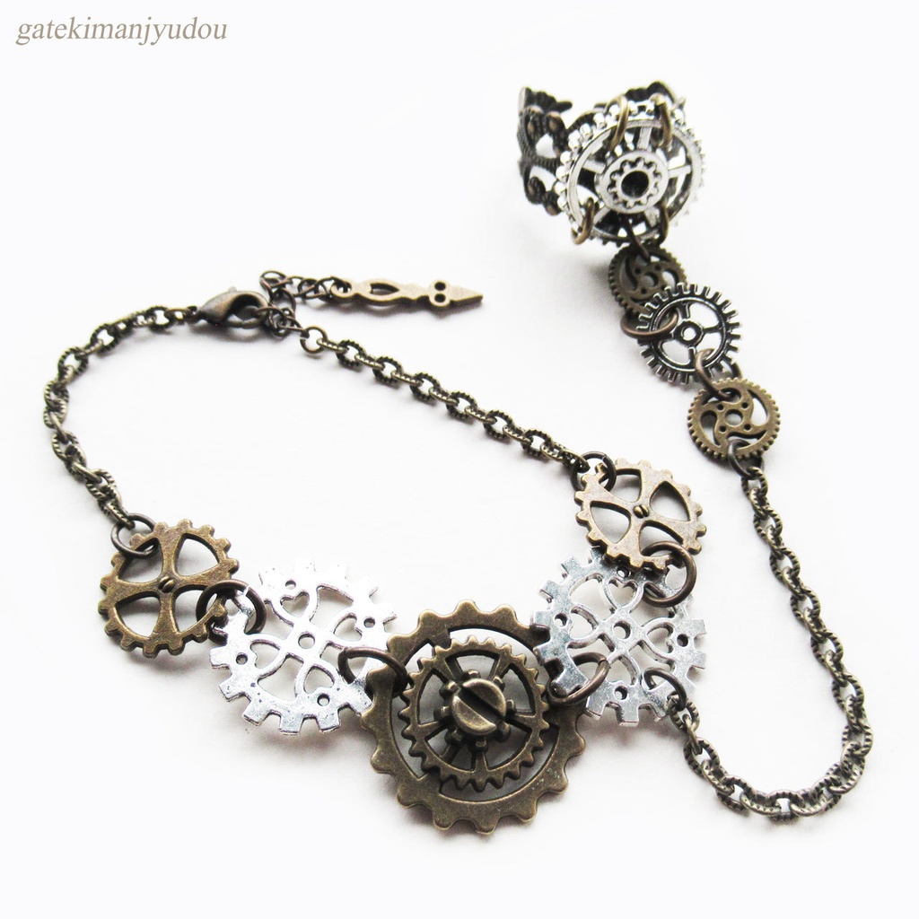 歯車ブレスレット&透かしリング【長さ変更可】