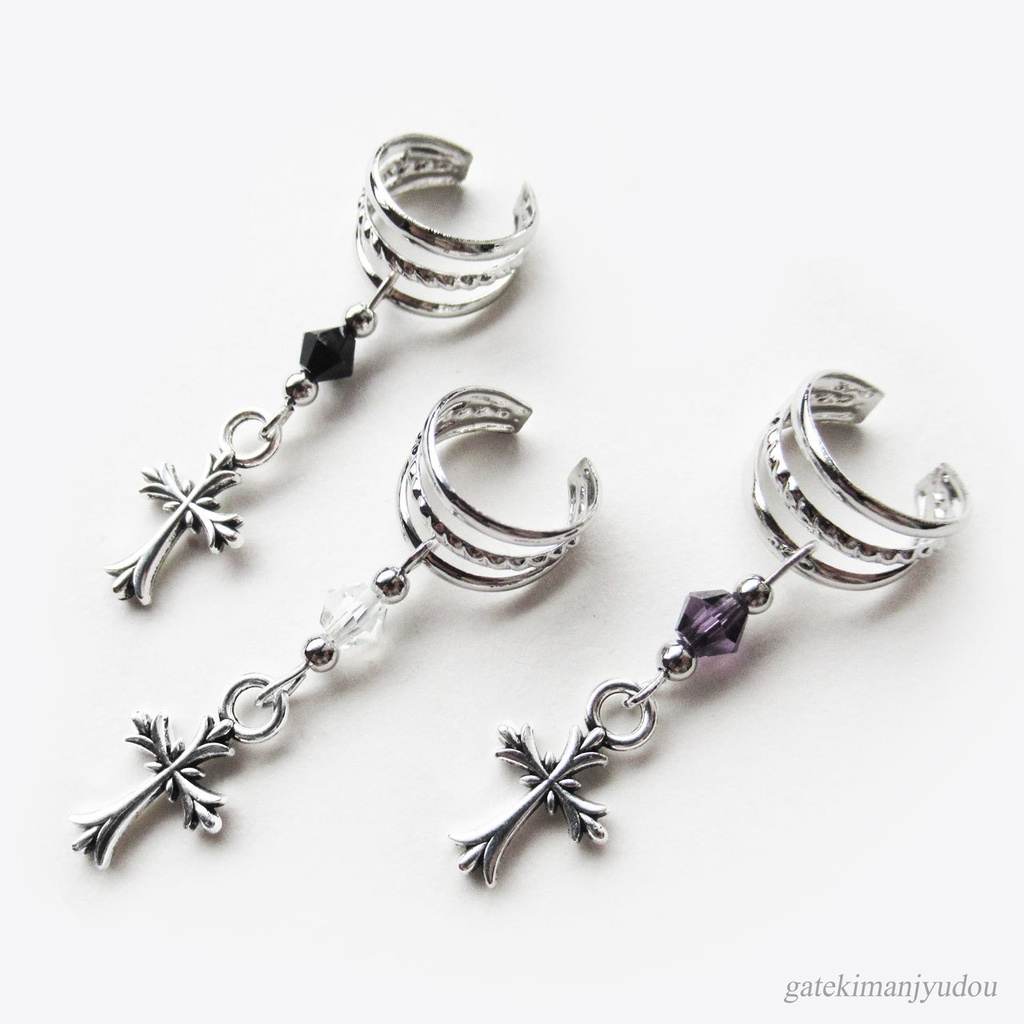 〈７色から選べる〉十字架イヤーカフ