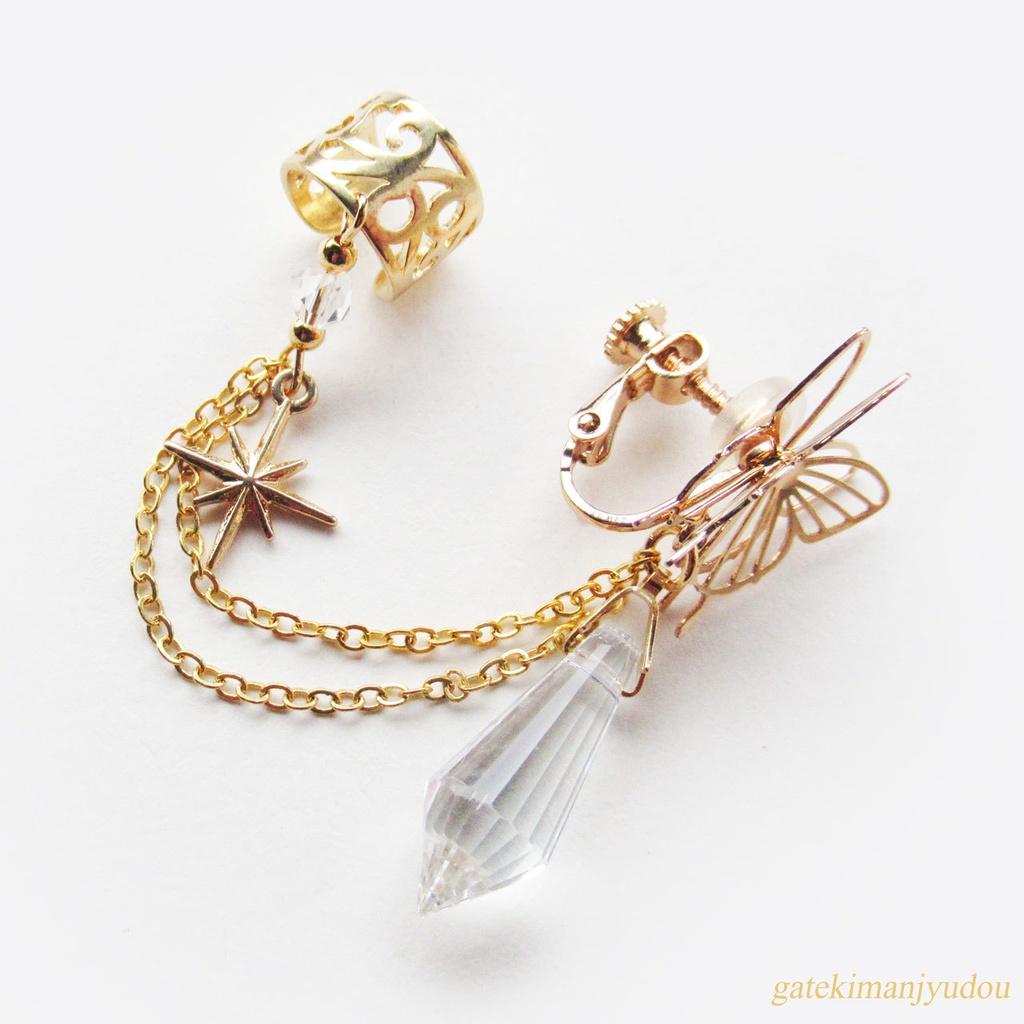 蝶々のイヤリング&イヤーカフ/クリア