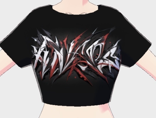 [VRoid用ミニTシャツ］　黒地・プリント柄 [MTMZ0101]