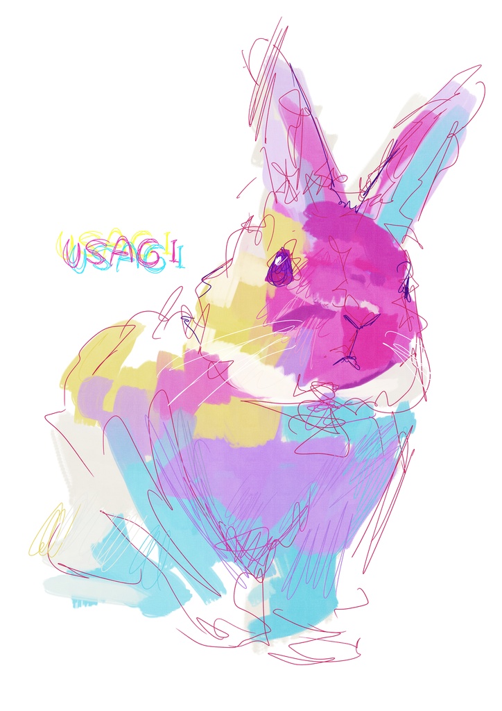 虹色うさぎ フルグラフィックTシャツ