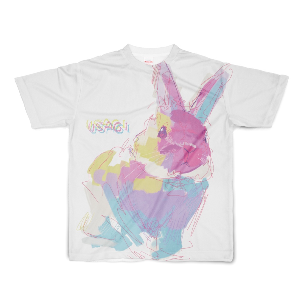 虹色うさぎ　フルグラフィックTシャツ