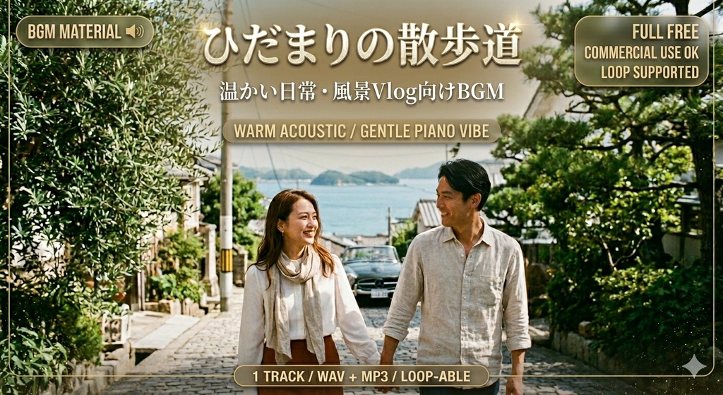 【商用利用可】ひだまりの散歩道 - 温かい日常・風景Vlog向けアコースティックBGM、