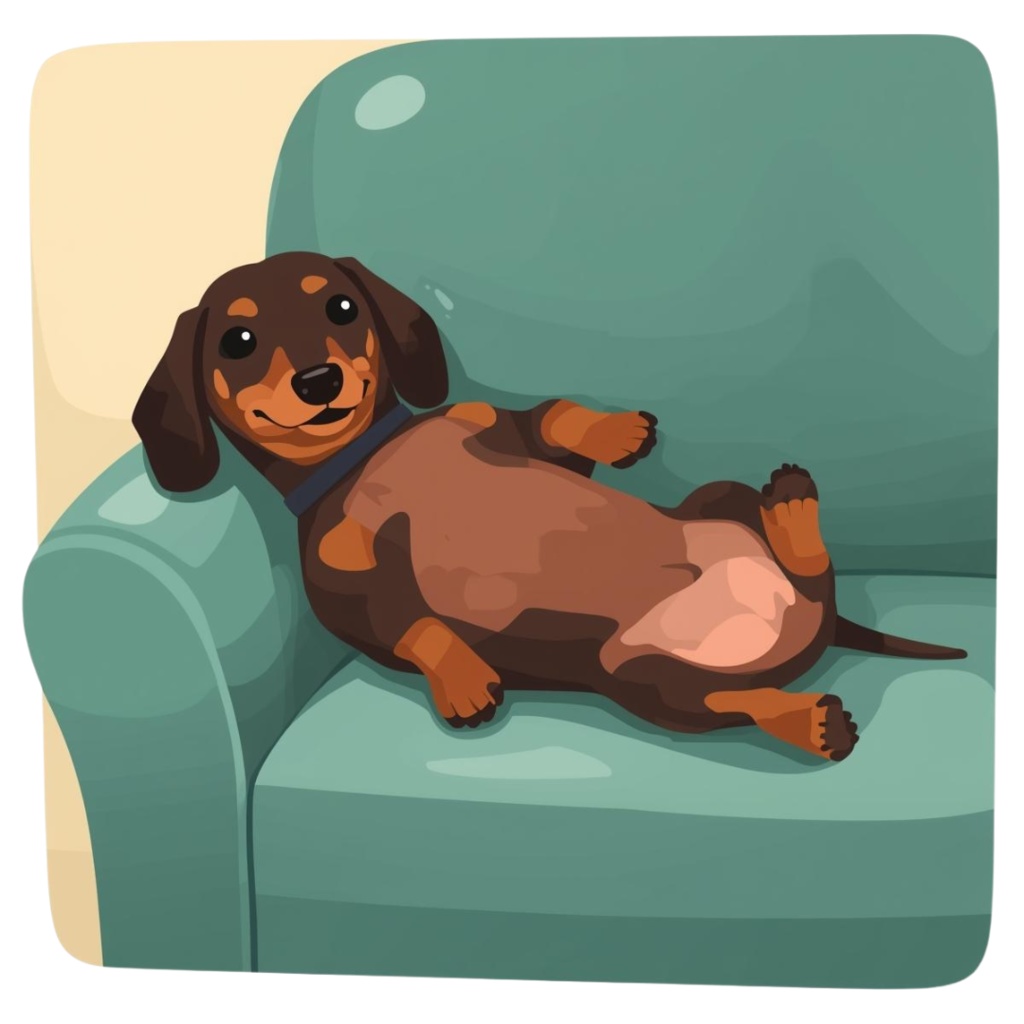 🐾 ミニチュアダックスフンドの日常シリーズ・フラットイラスト風クリップアート(全12種類・PNG形式・背景透過)🐾