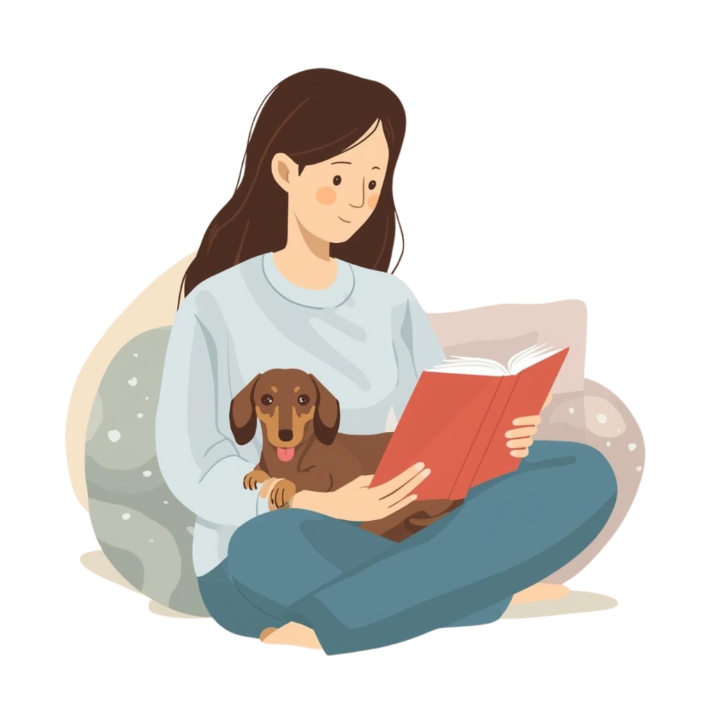 🐾 ミニチュアダックスフンドの日常シリーズ・フラットイラスト風クリップアート(全12種類・PNG形式・背景透過)🐾