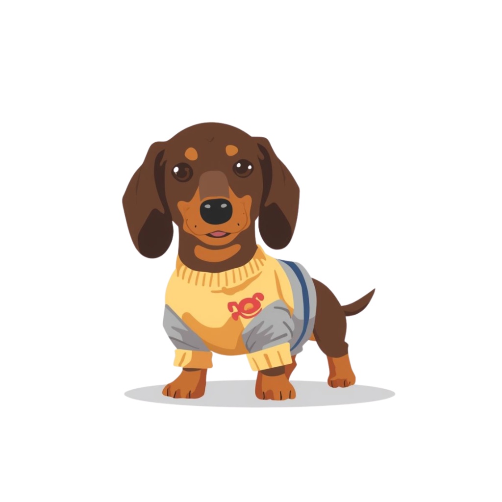 🐾 ミニチュアダックスフンドの日常シリーズ・フラットイラスト風クリップアート(全12種類・PNG形式・背景透過)🐾