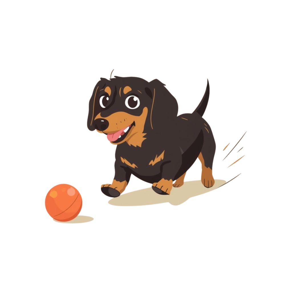 🐾 ミニチュアダックスフンドの日常シリーズ・フラットイラスト風クリップアート(全12種類・PNG形式・背景透過)🐾