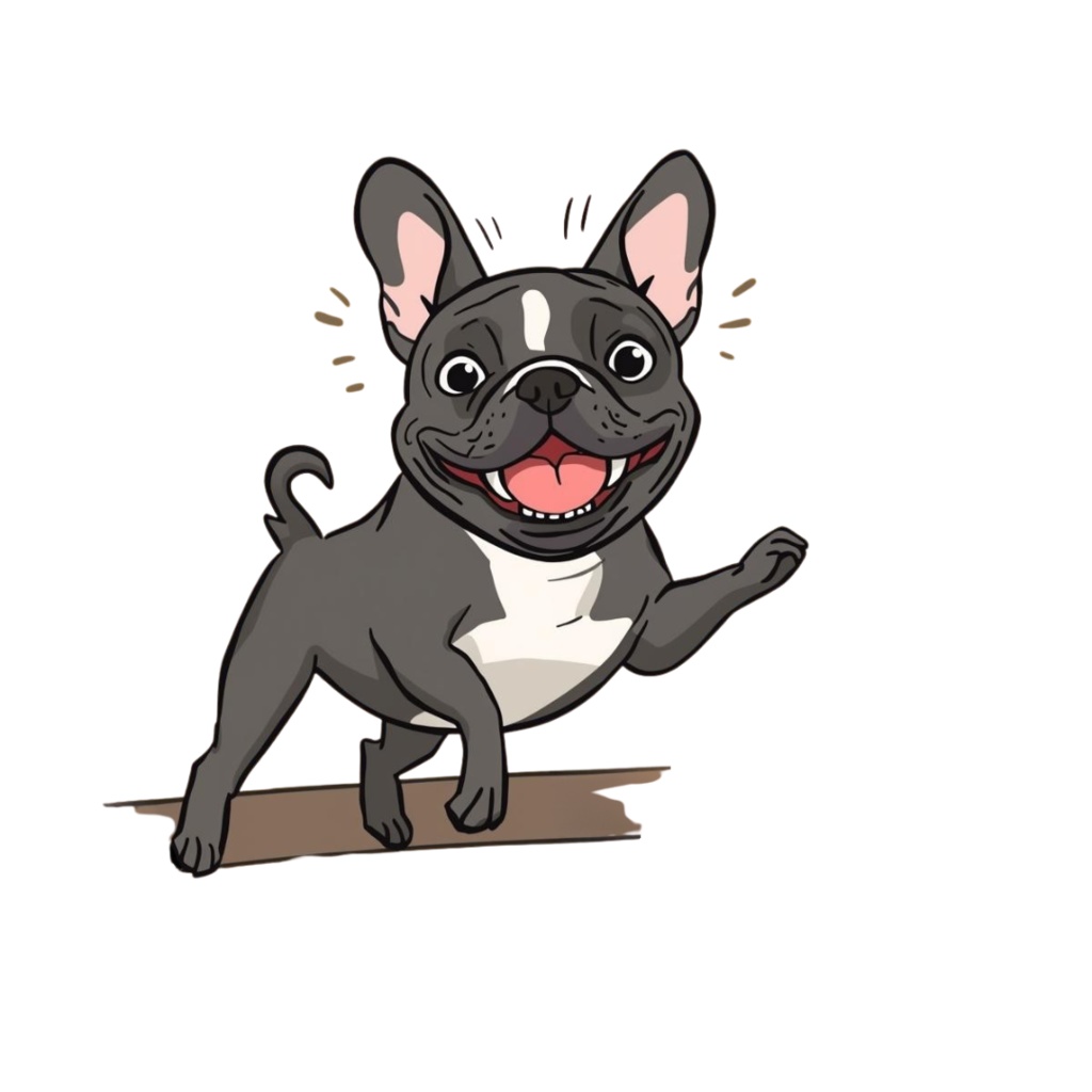 🐾 フレンチブルドッグの日常シリーズ・フラットイラスト風クリップアート(全12種類・PNG形式・背景透過)🐾