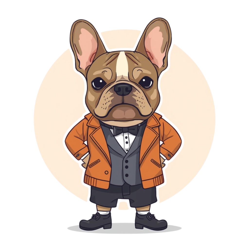 🐾フレンチブルドッグ擬人化シリーズ・フラットイラスト風クリップアート(全12種類・PNG形式・背景透過)🐾