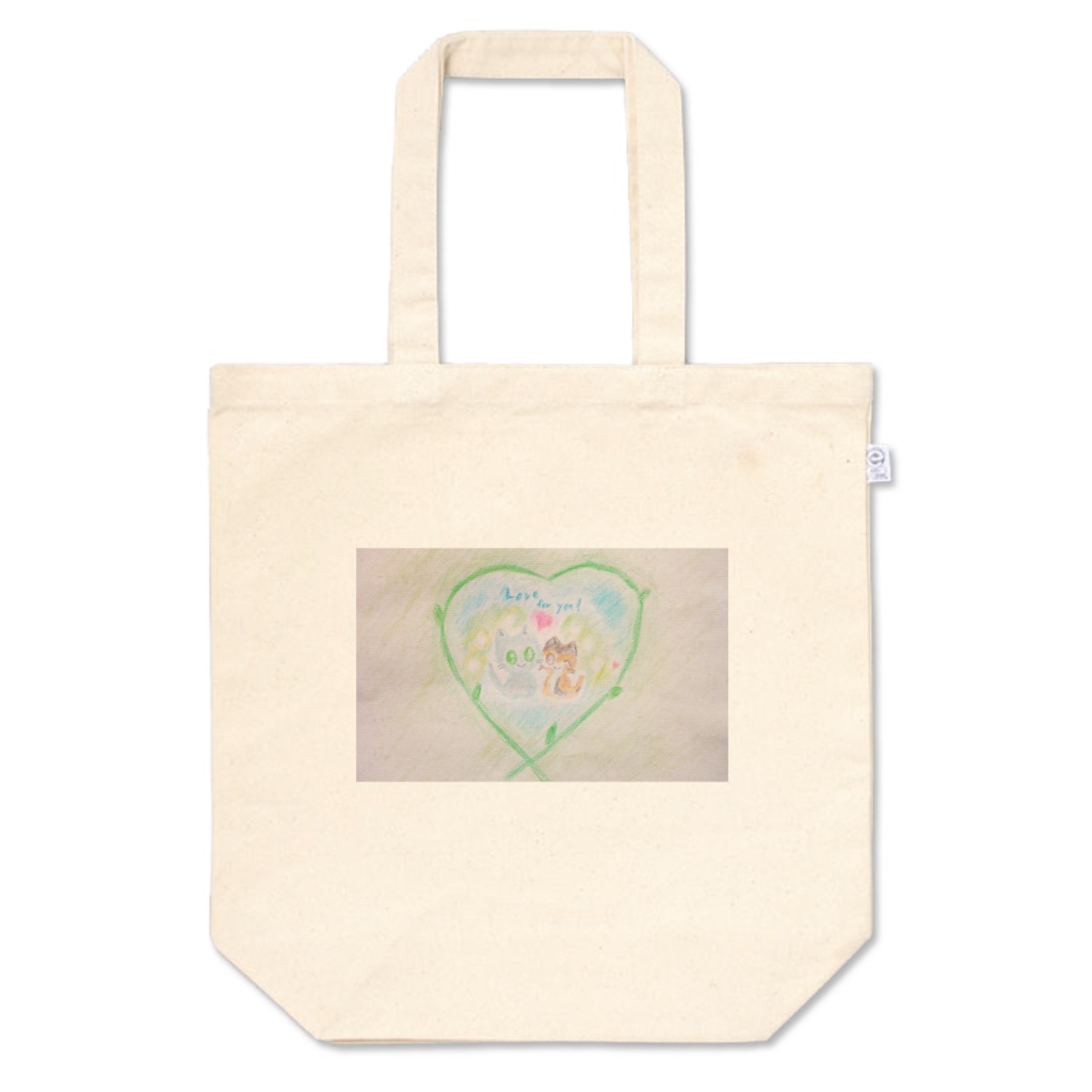 ロシアンブルー＆三毛猫トートバッグＭプリント面積小