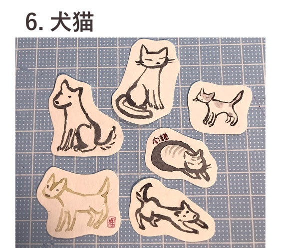 手描き和紙シール【いきもの】(ハンドカット)