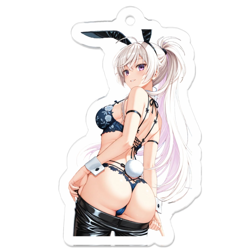 《艶やかバニーガール・白髪美少女》アクリルキーホルダー