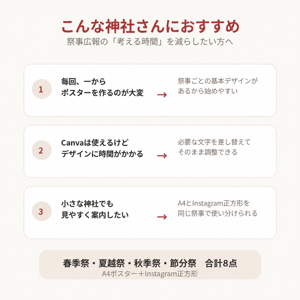 神社祭事広報|Canvaテンプレート8点セット