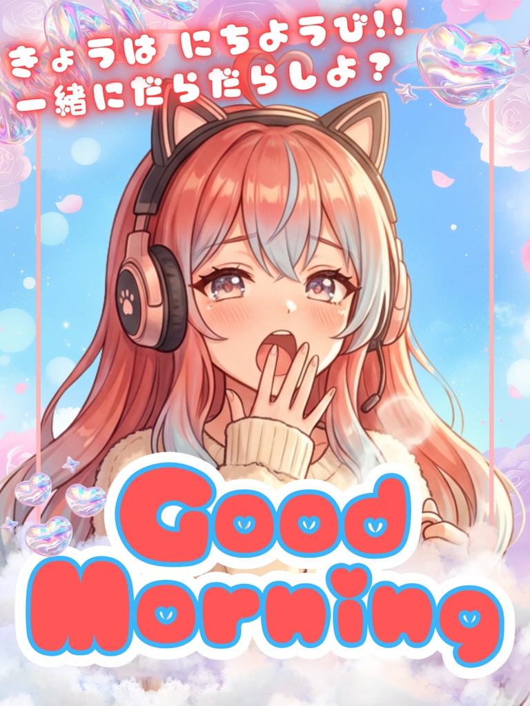 【無料/全7色/日曜日用】文字も色も自由自在!おはようVTuber素材(Canva+PNG)【商用利用可】