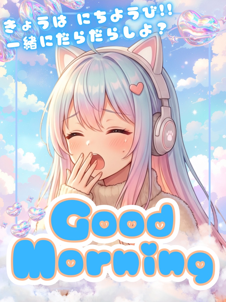 【無料/全7色/日曜日用】文字も色も自由自在!おはようVTuber素材(Canva+PNG)【商用利用可】