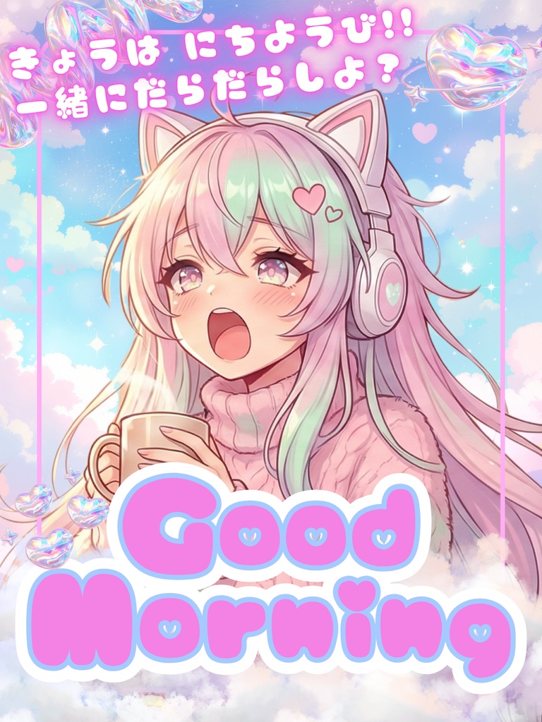 【無料/全7色/日曜日用】文字も色も自由自在!おはようVTuber素材(Canva+PNG)【商用利用可】