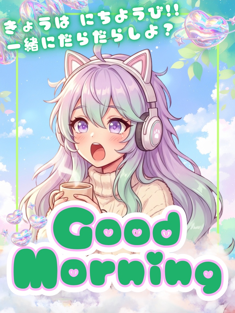 【無料/全7色/日曜日用】文字も色も自由自在!おはようVTuber素材(Canva+PNG)【商用利用可】