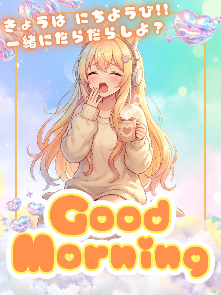 【無料/全7色/日曜日用】文字も色も自由自在!おはようVTuber素材(Canva+PNG)【商用利用可】