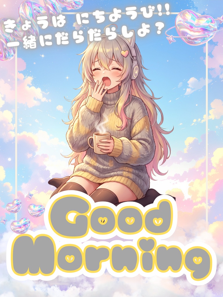 【無料/全7色/日曜日用】文字も色も自由自在!おはようVTuber素材(Canva+PNG)【商用利用可】