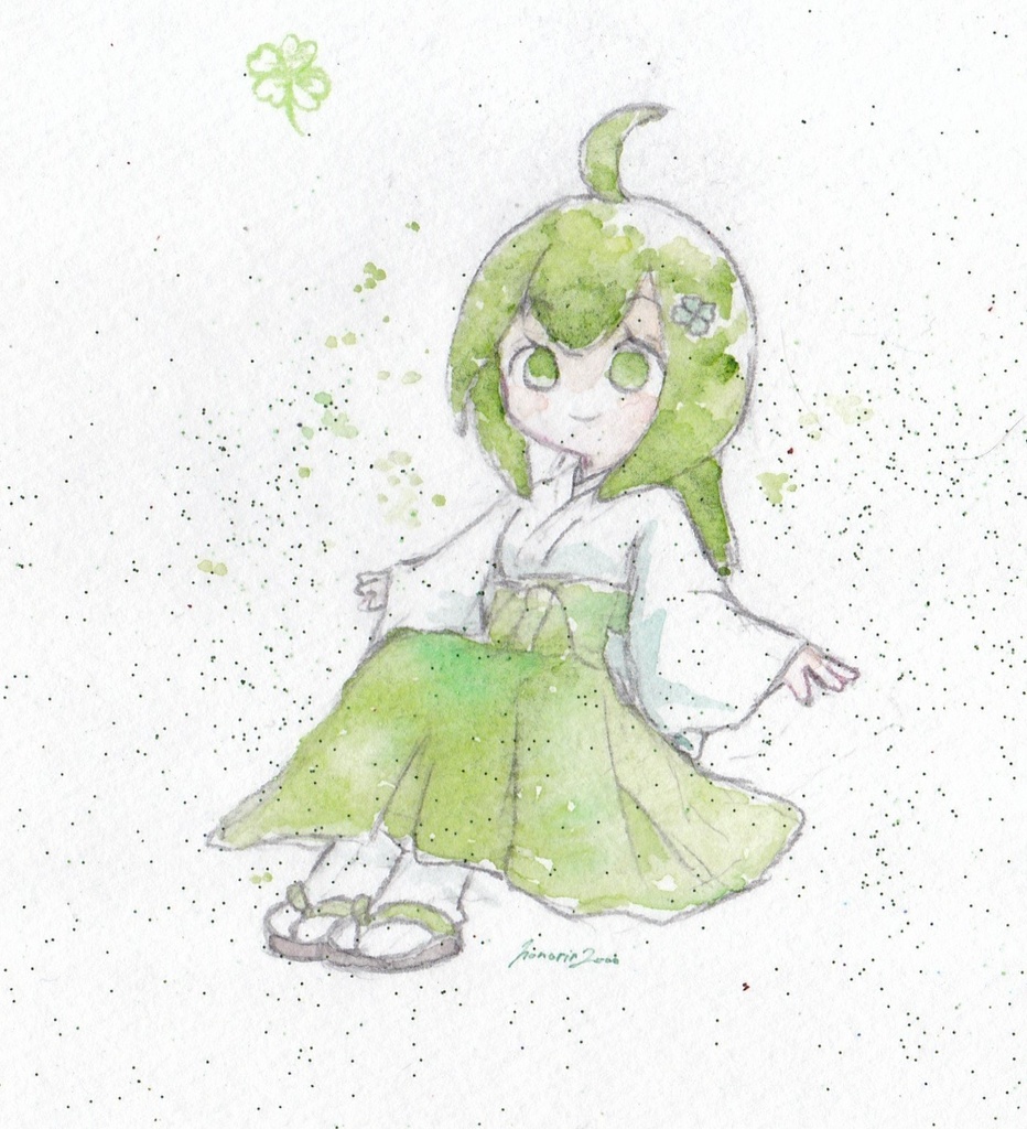 手描きイラスト　よつはちゃん　1/4サイズ