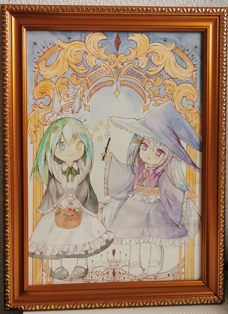 （額付き）アナログイラスト「ちいさな魔法」