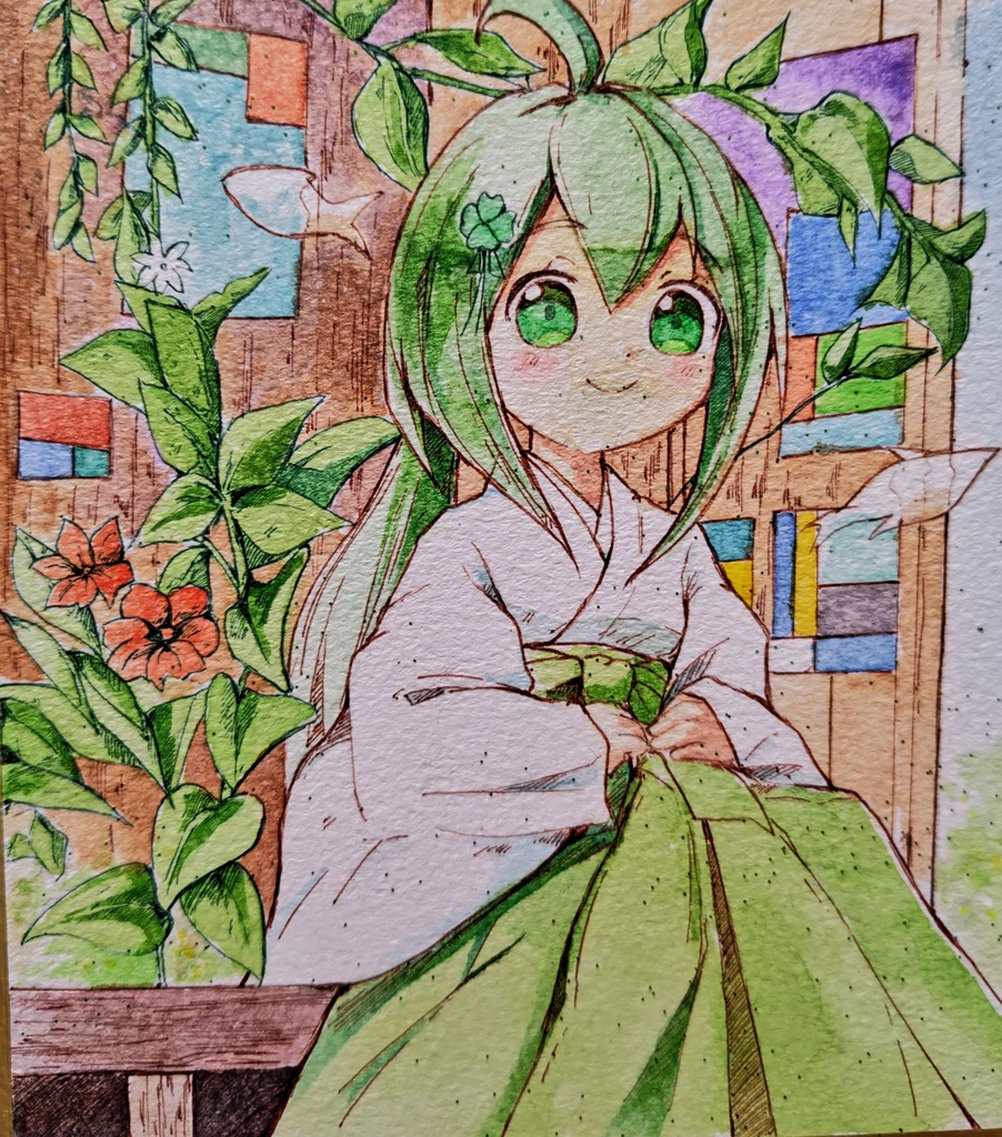よつはちゃん🍀オリジナル手描き色紙