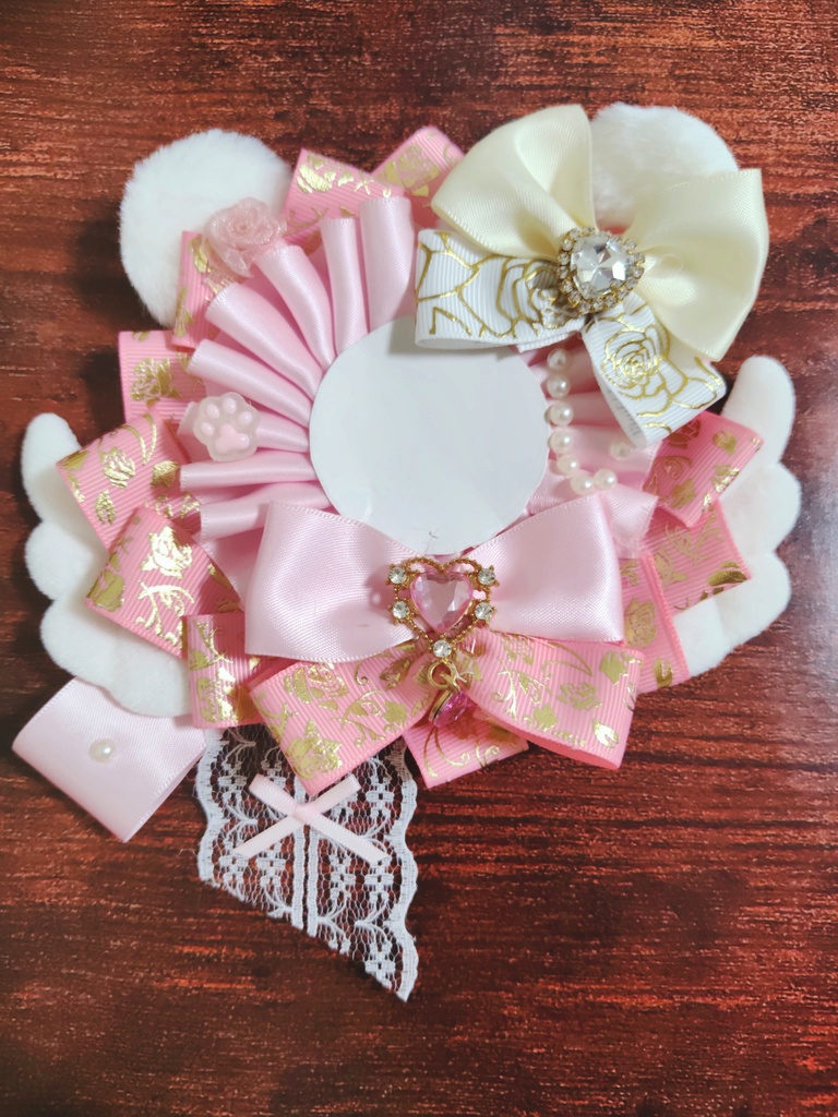 痛ロゼット ハンドメイド ロゼット ピンク ロゼット くま耳　ゆめかわ