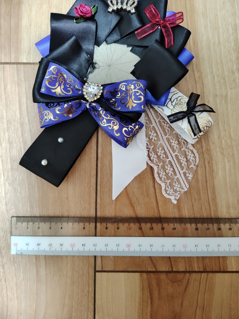 痛ロゼット ハンドメイド 青 ロゼット 黒