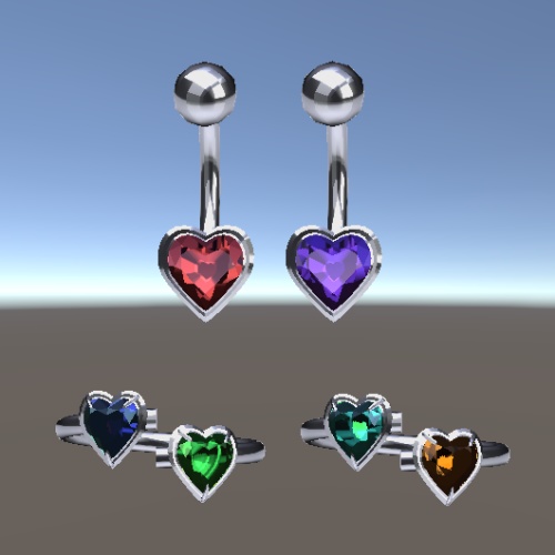 【無料/Free】ハートのへそピアス&ハートの指輪