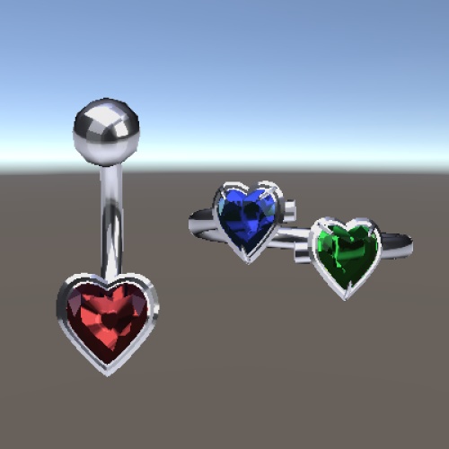 【無料/Free】ハートのへそピアス＆ハートの指輪