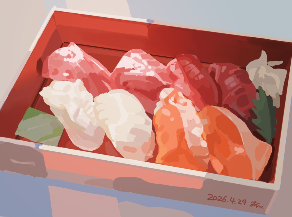 miniチェキ風ポストカード「お寿司弁当」