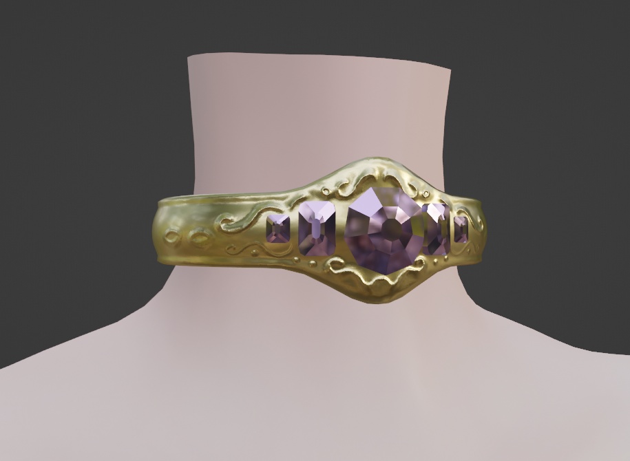 Gemstone Jewellery Necklace - Ring for VRChat characters - FBX asset *2023* Commercial Use - FREE