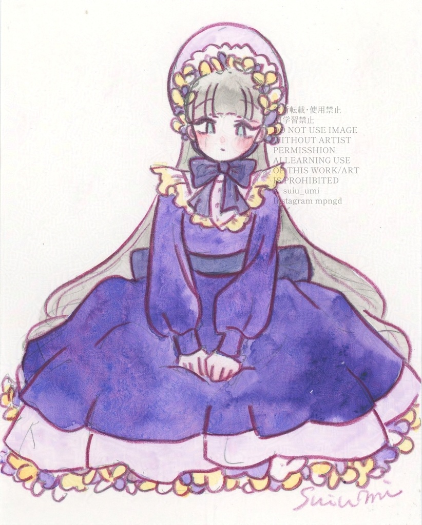 フレームレス原画「パンジーのドレス」