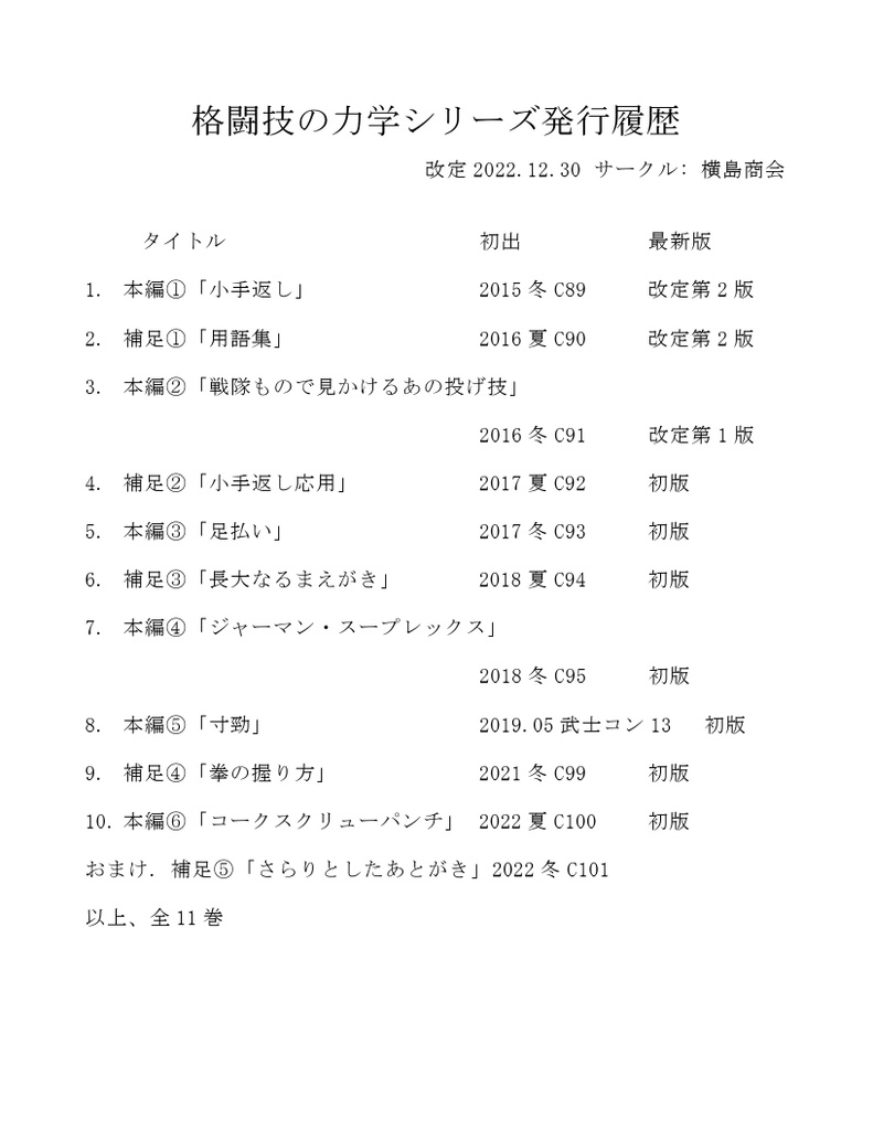 「格闘技の力学」全巻セット2212