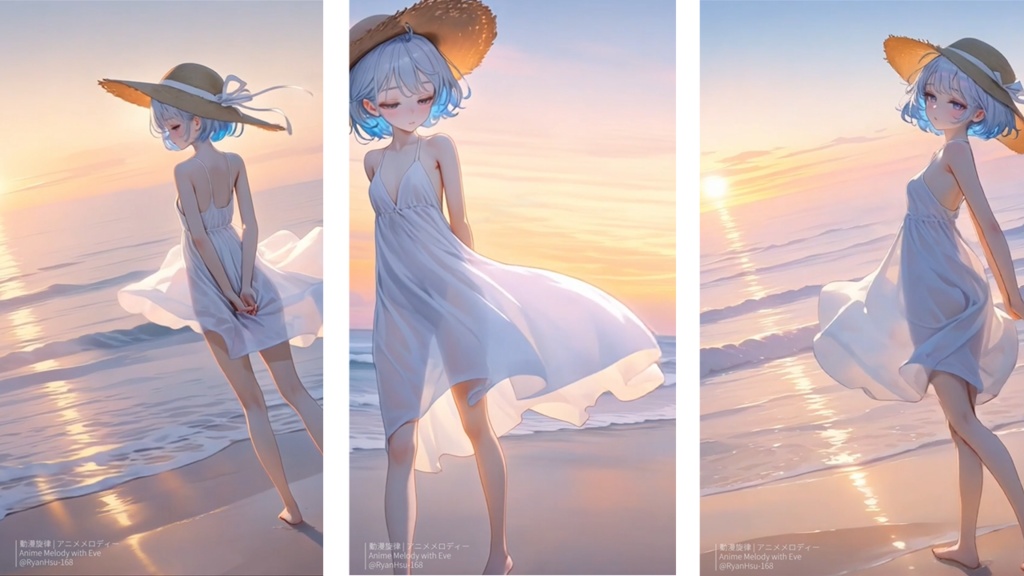 🚀《Mio 🌅 そよ風メモリーズ – 夕陽と君の海辺さんぽ》ライブ壁紙 | YouTube チャンネルオリジナルキャラクター