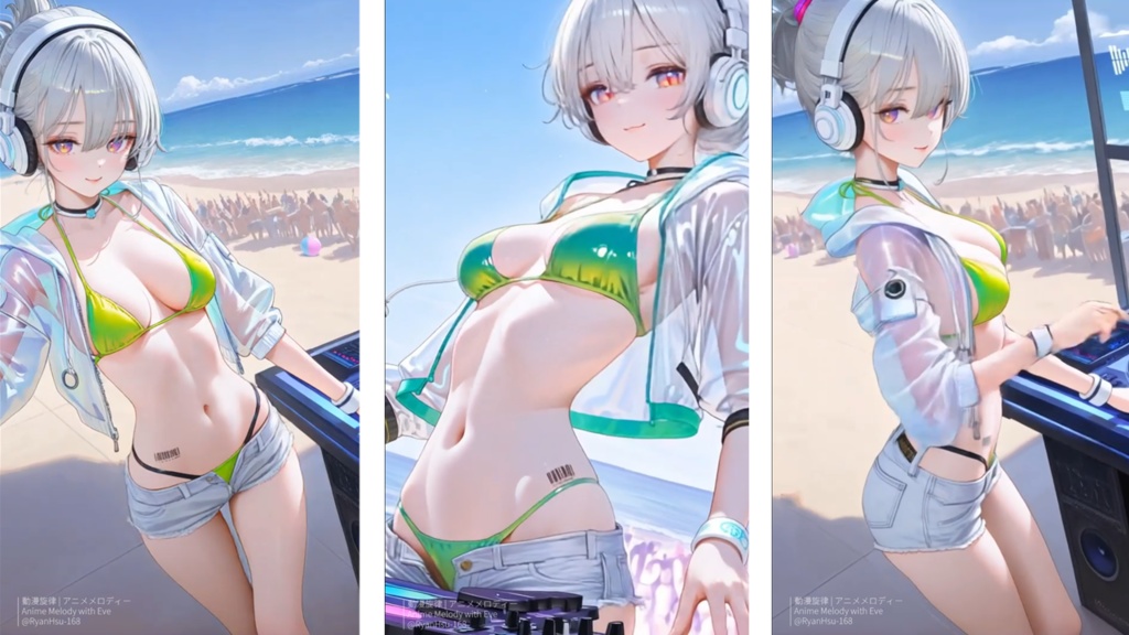 🚀《Eve 🎧 夏のDJパーティー – Kawaii Future Bass 🌴》ライブ壁紙 | YouTube チャンネルオリジナルキャラクター