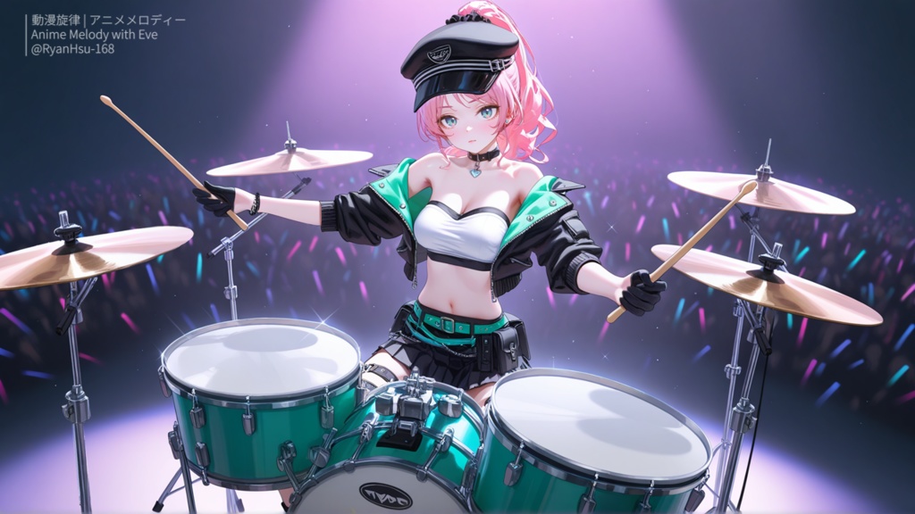 🚀《Fia 🥁 鼓動 – Self-Awakening Drum Rock!🔥》ライブ壁紙 | YouTube チャンネルオリジナルキャラクター