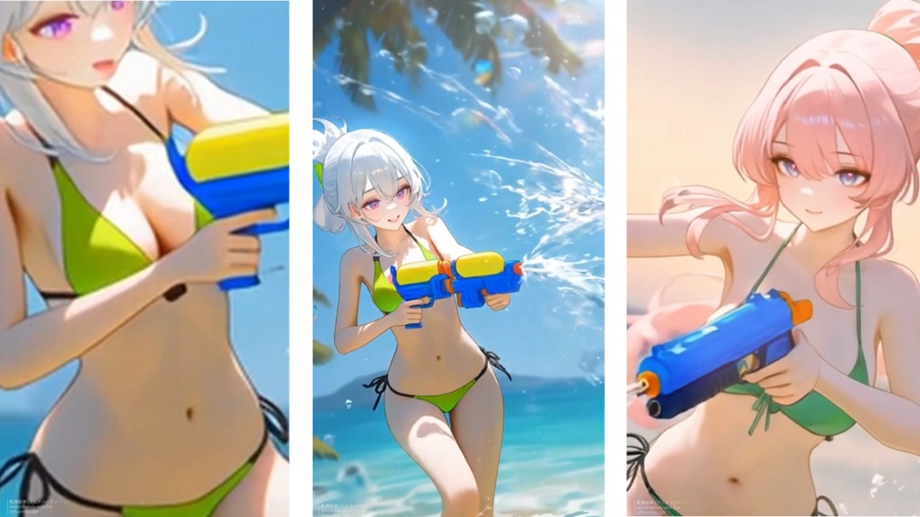 🚀《Eve & Fia 🔫 サマー照準中!– 夏日戰術水槍BGM ☀️ J-pop × 明るいアニメ曲》ライブ壁紙 | YouTube チャンネルオリジナルキャラクター