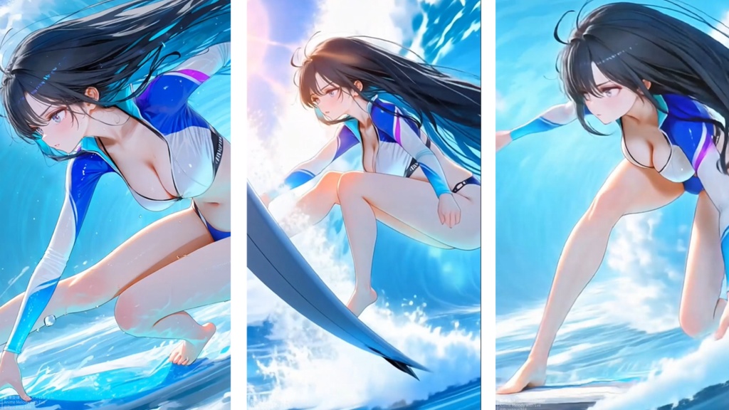 🚀《Rin 🌊 Chasing the Break – 夏の衝浪節奏 × Indie Rock × Future Bounce》ライブ壁紙 | YouTube チャンネルオリジナルキャラクター