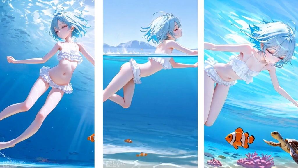 🚀《Mio 🐬 Sunlit Sea Waltz – 夏日海中輕快鋼琴 ✨ Japanese Piano × Instrumental》ライブ壁紙 | YouTube チャンネルオリジナルキャラクター