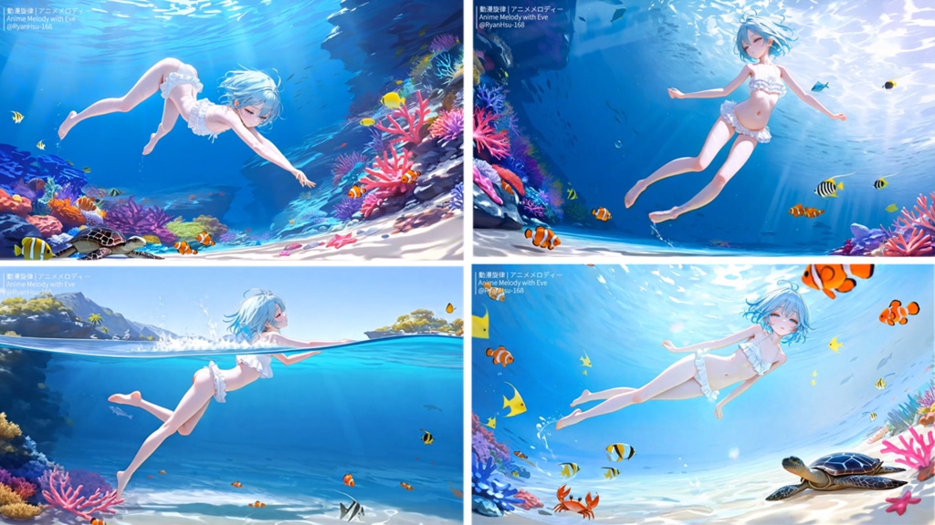 🚀《Mio 🐬 Sunlit Sea Waltz – 夏日海中輕快鋼琴 ✨ Japanese Piano × Instrumental》ライブ壁紙 | YouTube チャンネルオリジナルキャラクター