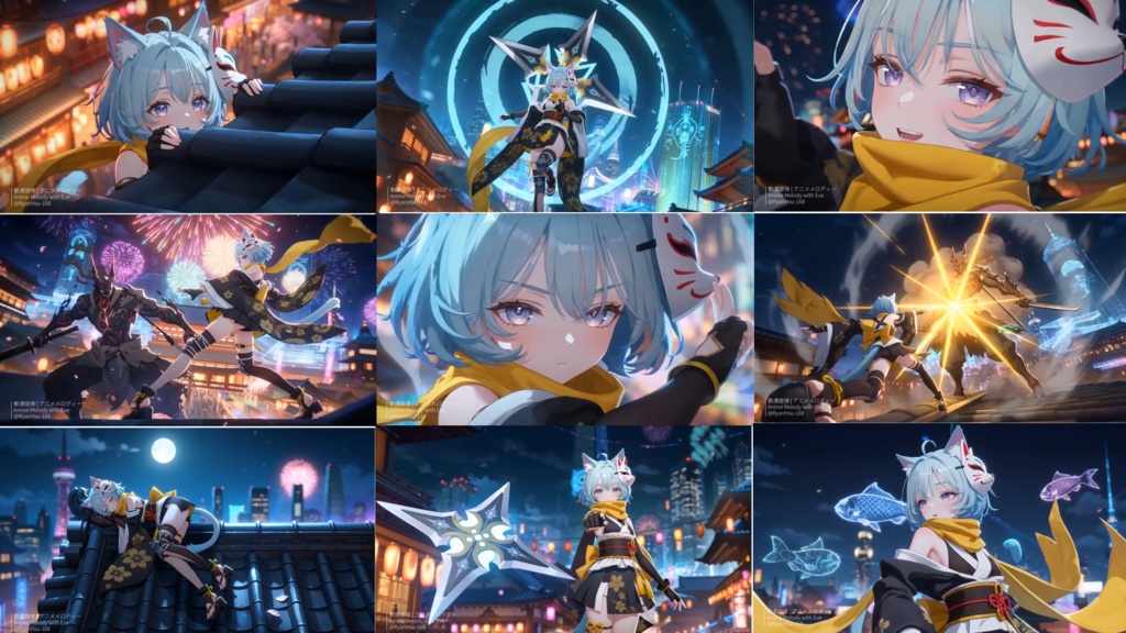 🚀《Mio 🐾 青影の瞬き – CYAN BLINK × 屋根の影走り Wafuu Cyber 🌙》ライブ壁紙 & 原作BGM (WAV) | YouTube チャンネルオリジナルキャラクター