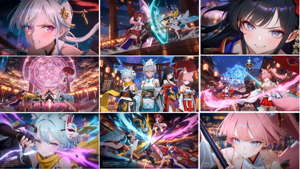 🚀《Eve・Rin・Mio・Fia 🎇 不夜城の虚言祭 – FOOL'S NEON FESTIVAL × 4人大乱闘 エイプリルフール 💥》ライブ壁紙 & 原作BGM (WAV) | YouTube チャンネルオリジナルキャラクター