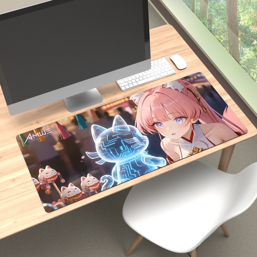 【Fia】天狐の虚数結界 大型デスクマット・プレイマット (900×400mm) / ゲーミングマウスパッド ｜ Anime Melody with Eve