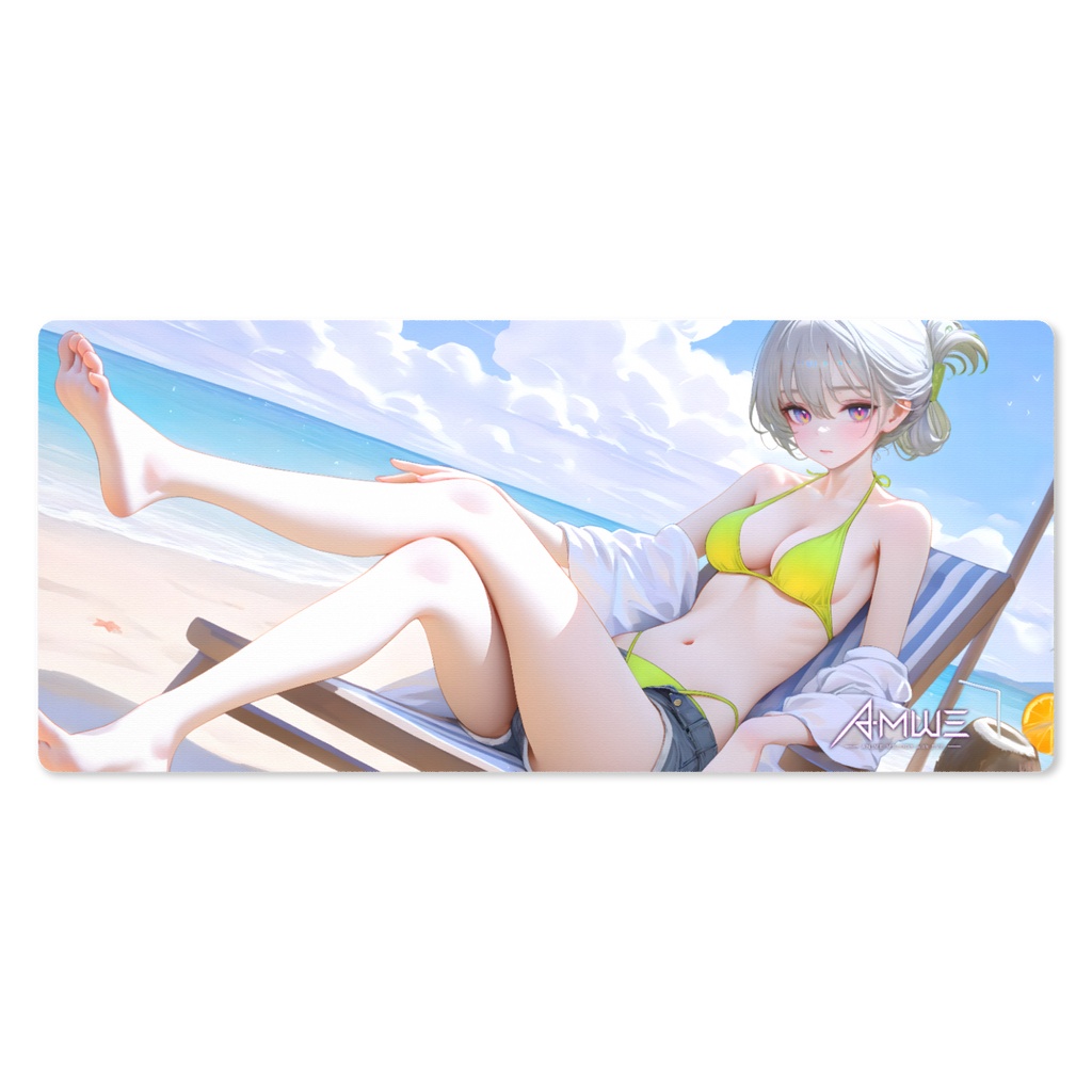 【Eve】グラマラスサマー・海辺のリゾート 大型デスクマット・プレイマット (900×400mm) / ゲーミングマウスパッド | Anime Melody with Eve