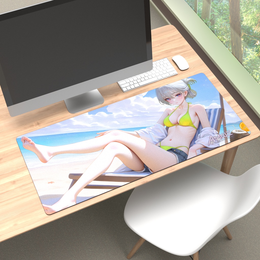 【Eve】グラマラスサマー・海辺のリゾート 大型デスクマット・プレイマット (900×400mm) / ゲーミングマウスパッド | Anime Melody with Eve