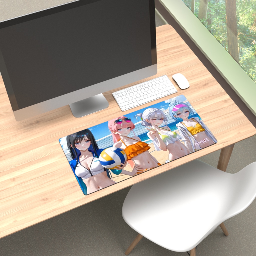 【AMWE】Summer Island 常夏バカンス・ビーチバレー デスクマット・プレイマット (600×300mm) / ゲーミングマウスパッド ｜ Anime Melody with Eve