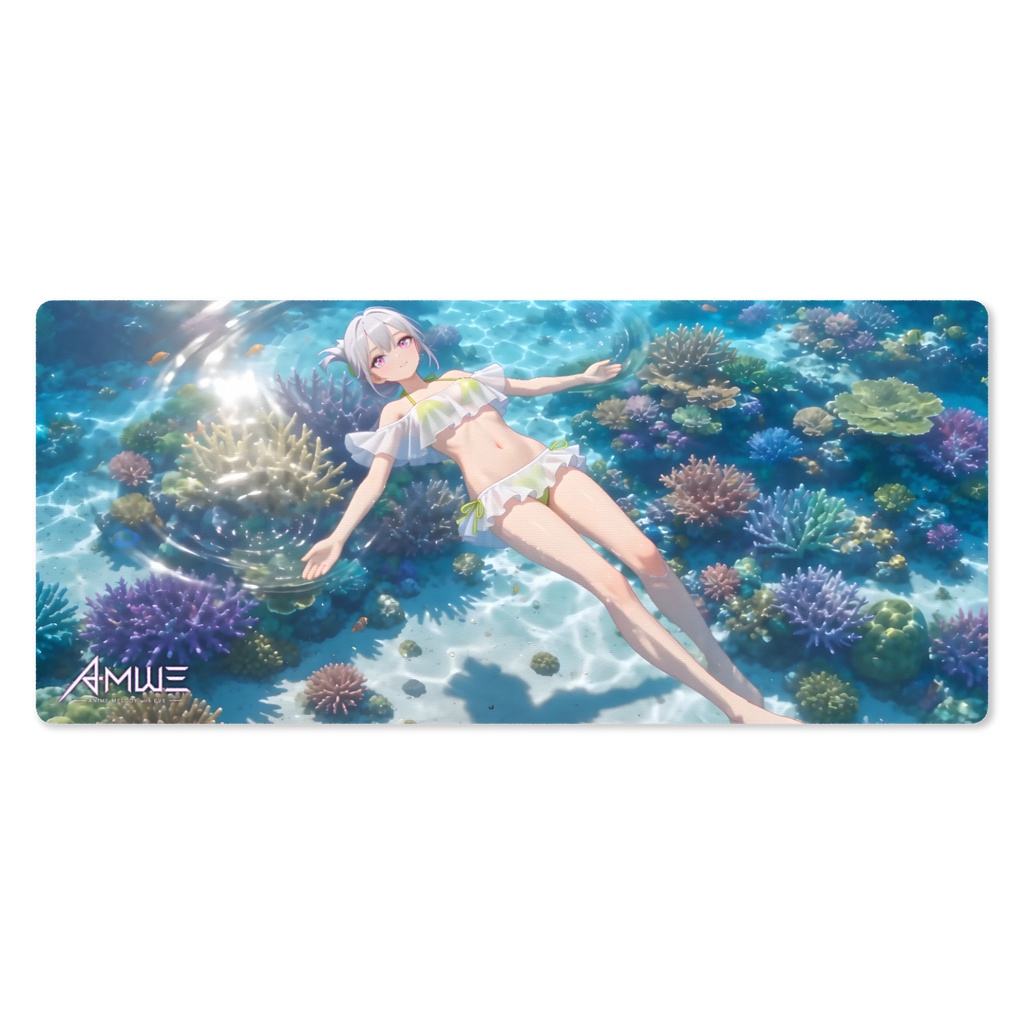 【Eve】アクア・チャイム サンゴ礁の浅瀬 大型デスクマット・プレイマット (900×400mm) / ゲーミングマウスパッド | Anime Melody with Eve